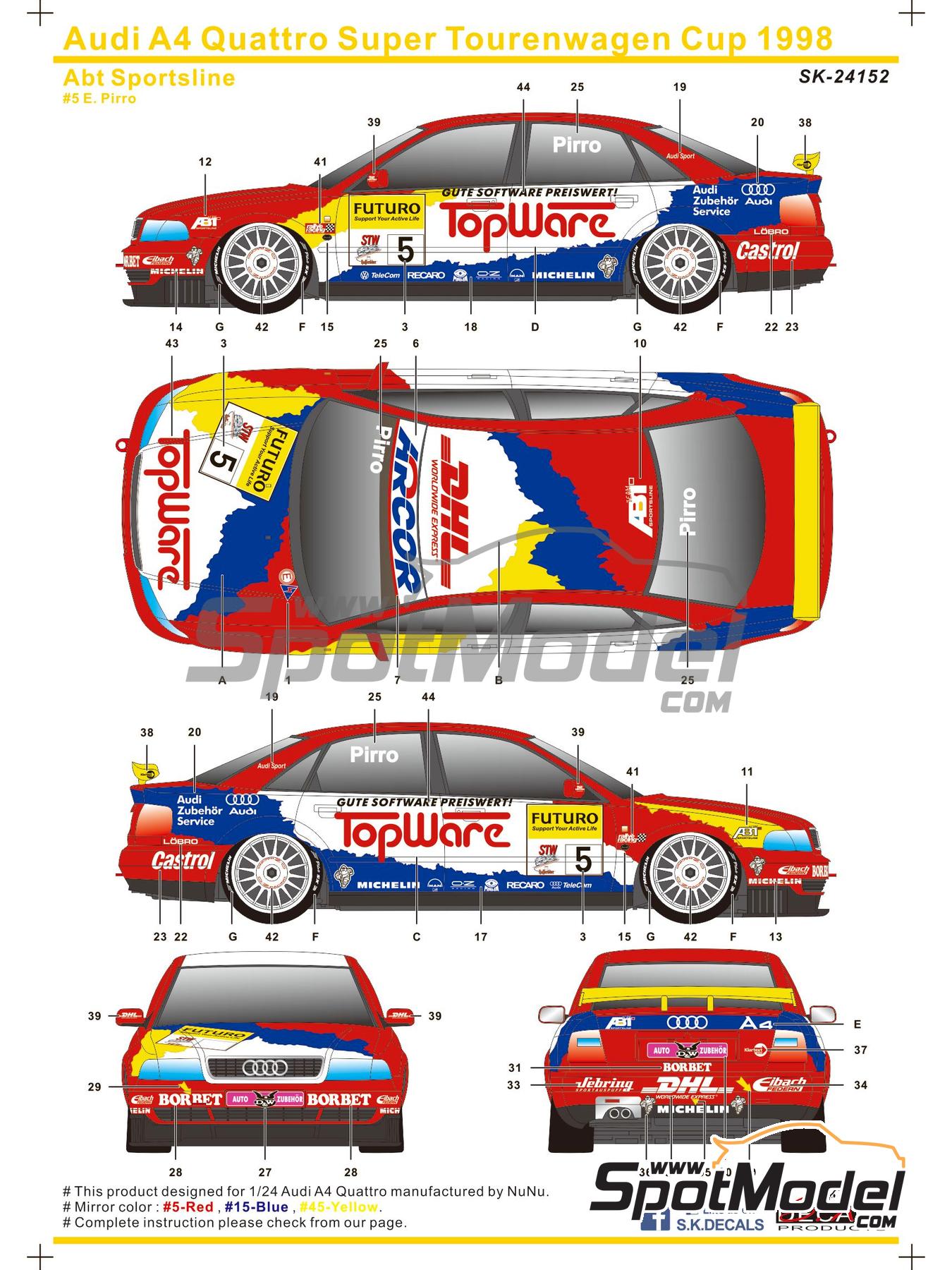 SK Decals SK24152: Marking / livery 1/24 scale - Audi A4 Quattro